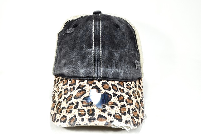 028-MONKEY WASHED 2TONE BLACK/BROWN LEOPARD BRIM